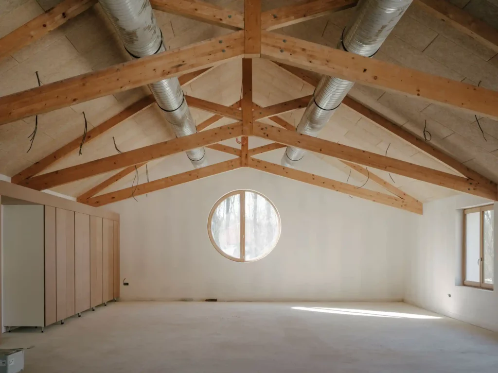 Charpente traditionnelle du projet Maison de l'Île.