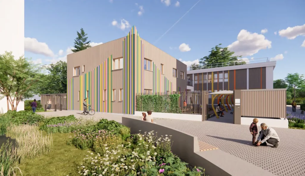 Modélisation du projet de réhabilitation et d'extension de la crèche.